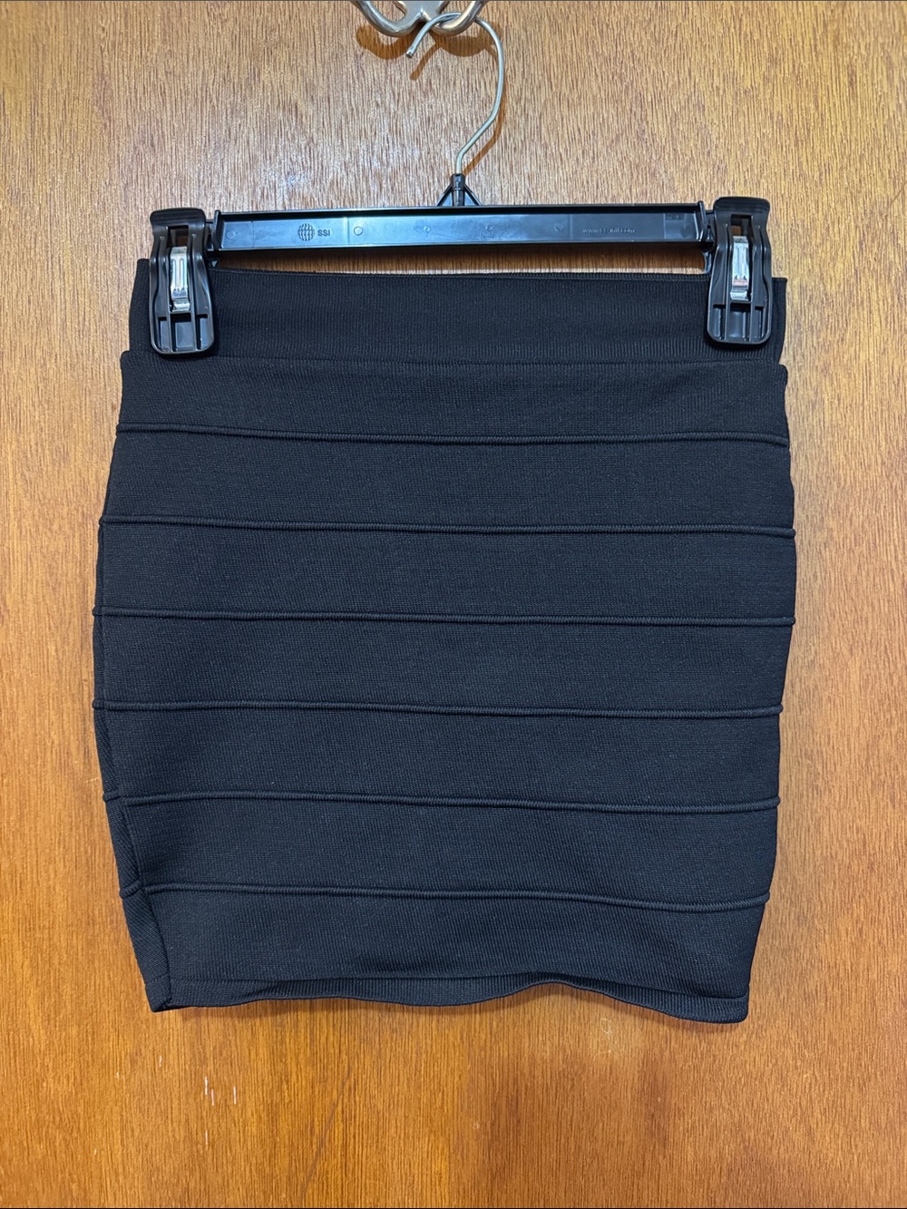 Black Ribbed Mini Skirt - Women's Stretch Pencil Skirt